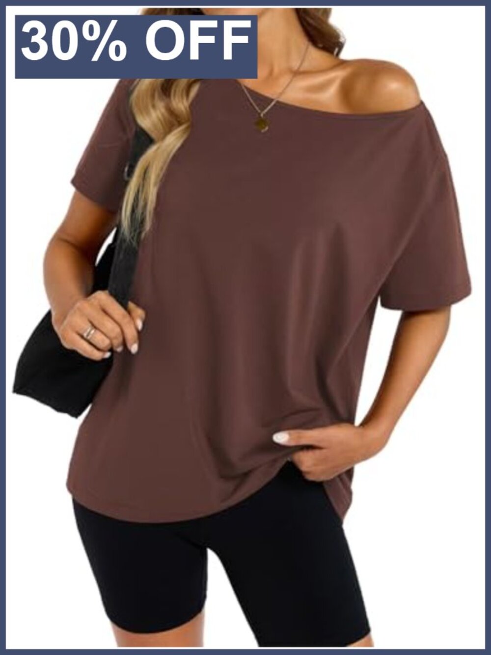 Womens Off The Shoulder Oversized T-Shirt Cotton Spandex Basic Summer Top